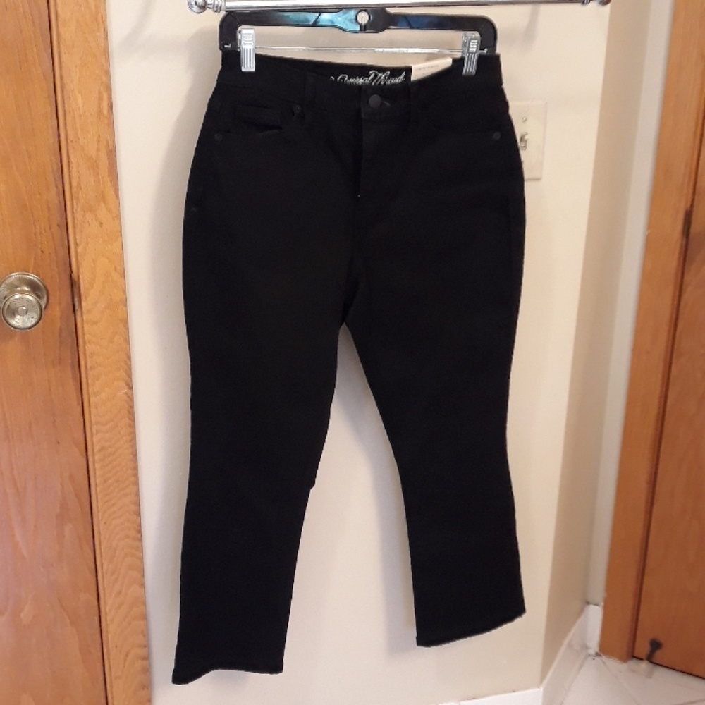 Black denim boot cut jeans